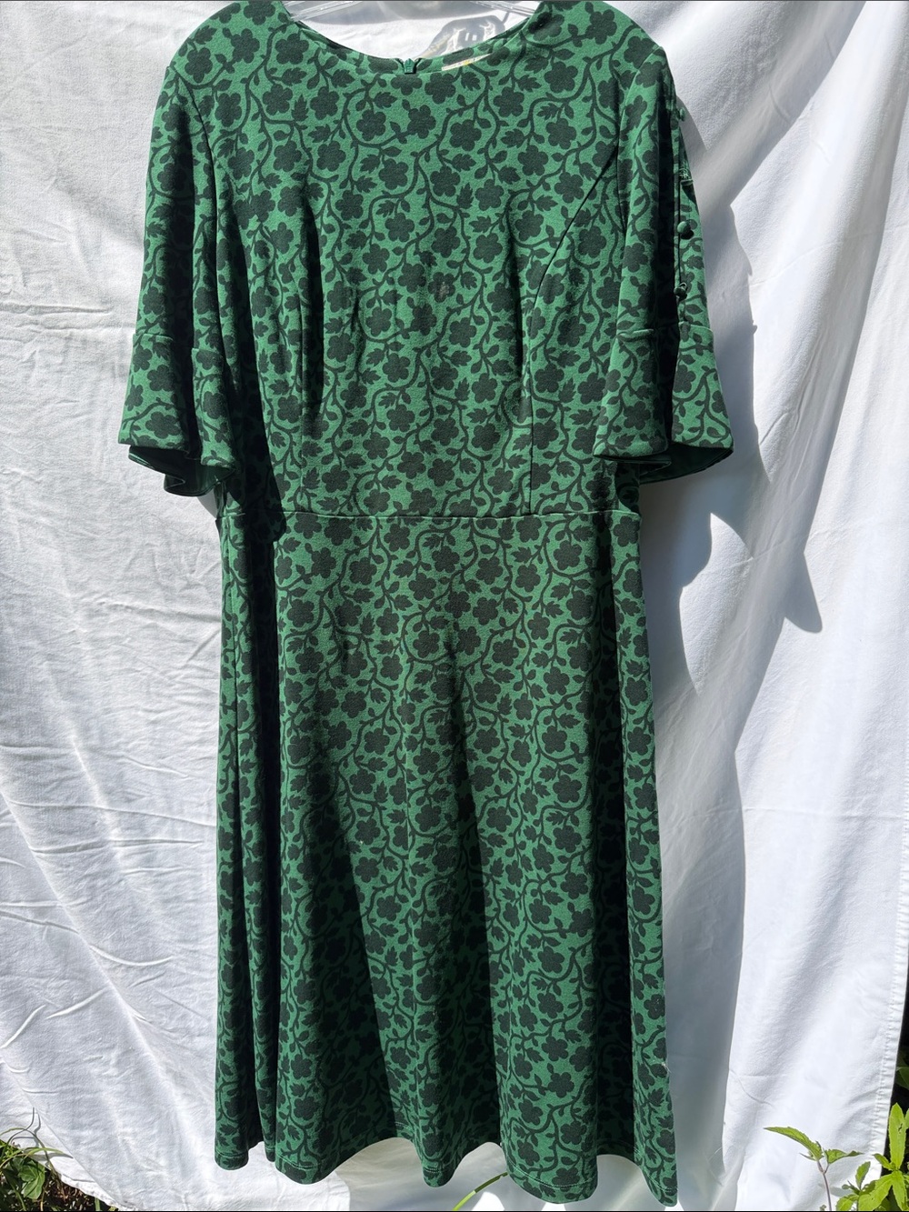 Green Floral Dress - Women's Classic A-Line